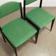 Vintage 1960s ebony wood chairs, foam padding, fabric.