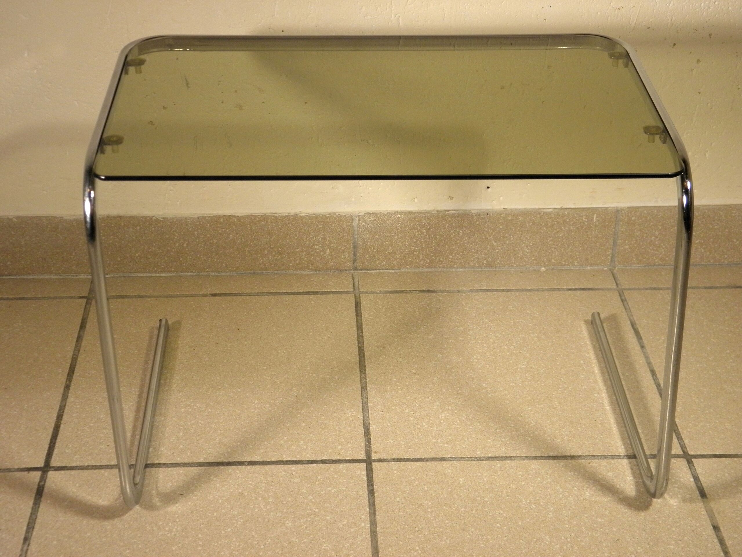 Coffee table glass and chrome 1970