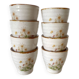 Stoneware egg cups, floral decoration