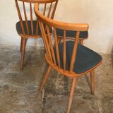 Set of 2 chairs with bars and a stool vintage compass feet 1960's