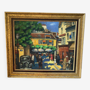 Signed painting of Montmartre in Paris