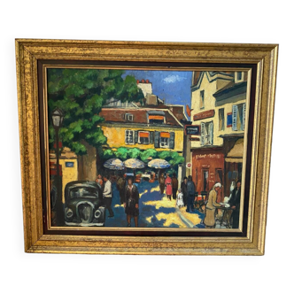 Signed painting of Montmartre in Paris