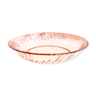 Round plate in pink depression glass "Rosaline" Arcoroc de Luminarc
