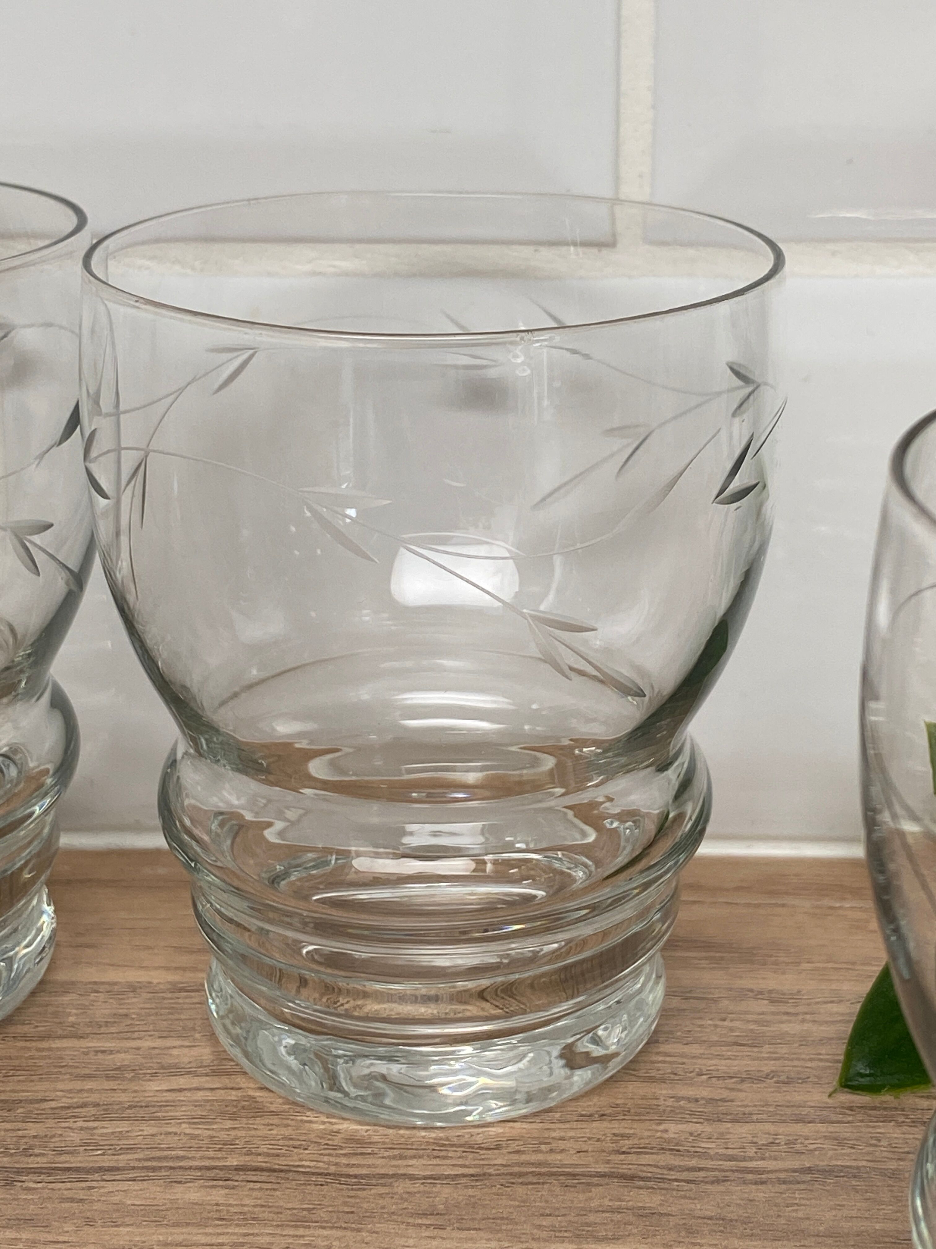 Set de 6 verres à eau en verre gravé