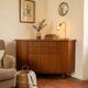 Scandinavian corner unit in teak from the 1960s.