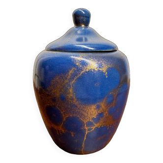 Art Deco blue and gold ceramic pot, Léon Alexandre POINTU
