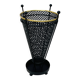 Vintage black perforated metal and brass umbrella stand