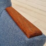 1960s, danish design, reupholstered lounge chair, camira furniture wool fabric, teak