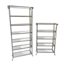 Pair of wrought iron and glass bookcase shelves