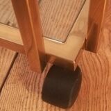 Trolley on wheels in gilded brass and beveled glass