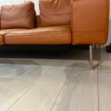 Minimalist 3-seater cognac leather sofa