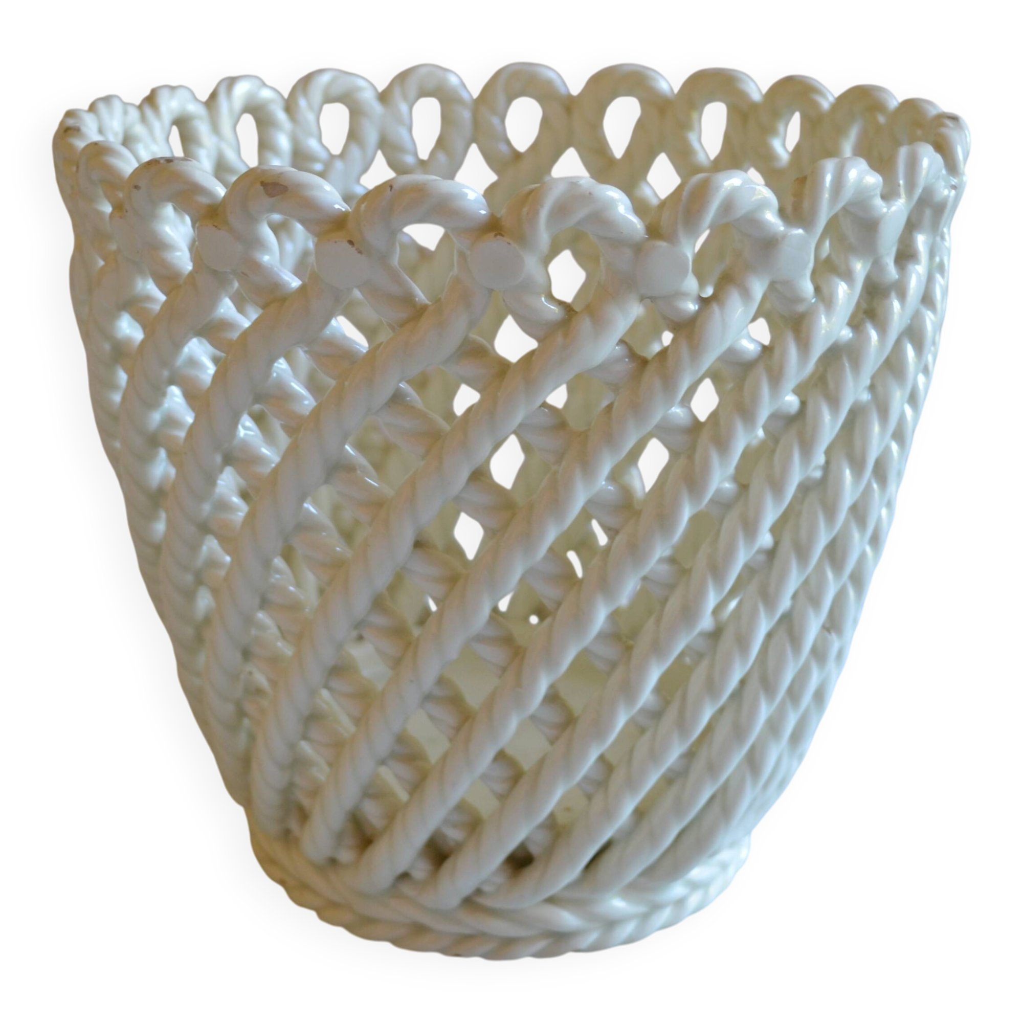 Woven ceramic cache-pot DLG Emile Tessier Pichon Uzès