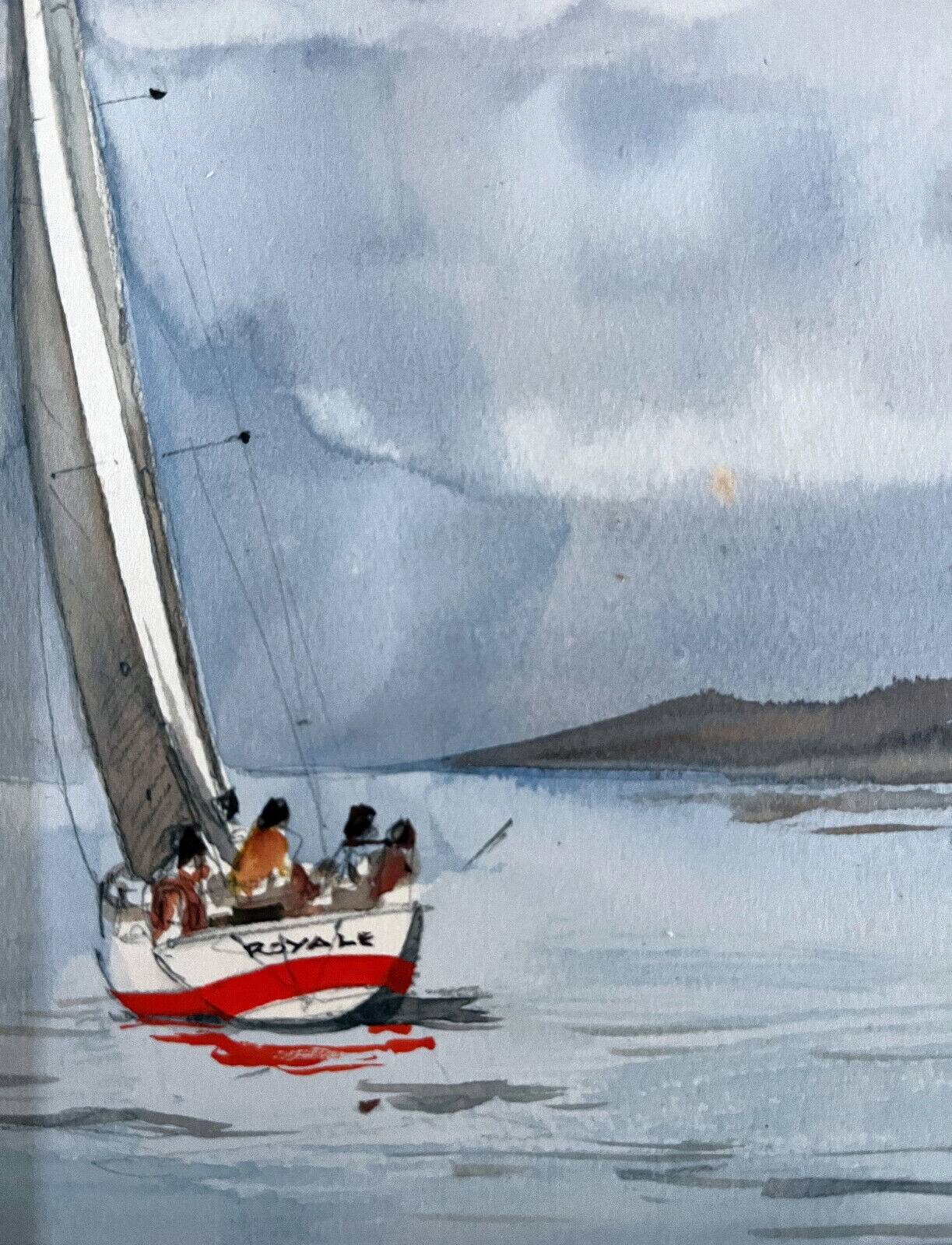 Original watercolor painting by Minik Jodor Marine "Royale" sailing Brittany