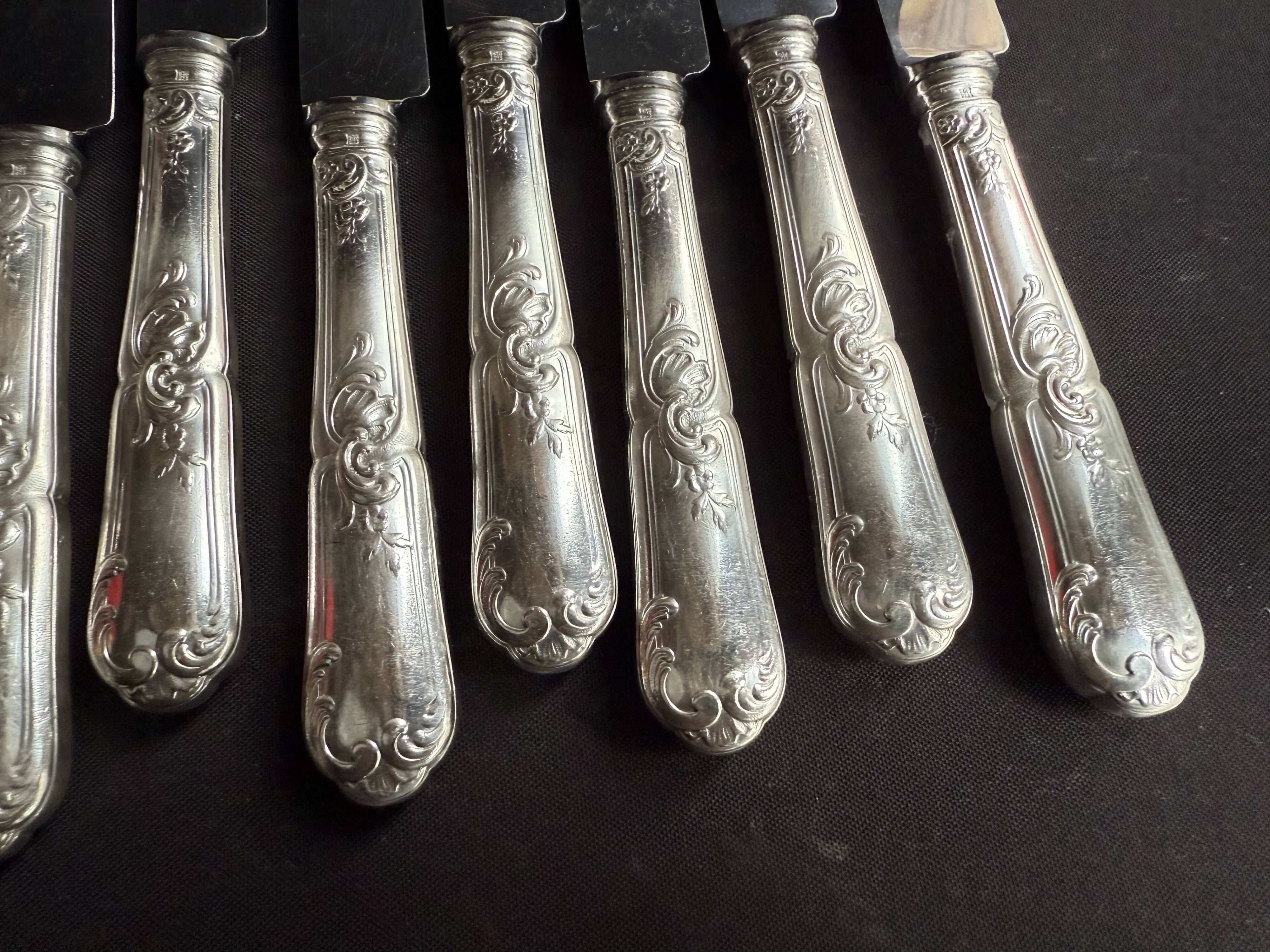Box of 12 table knives – Silver-plated – Orbrille