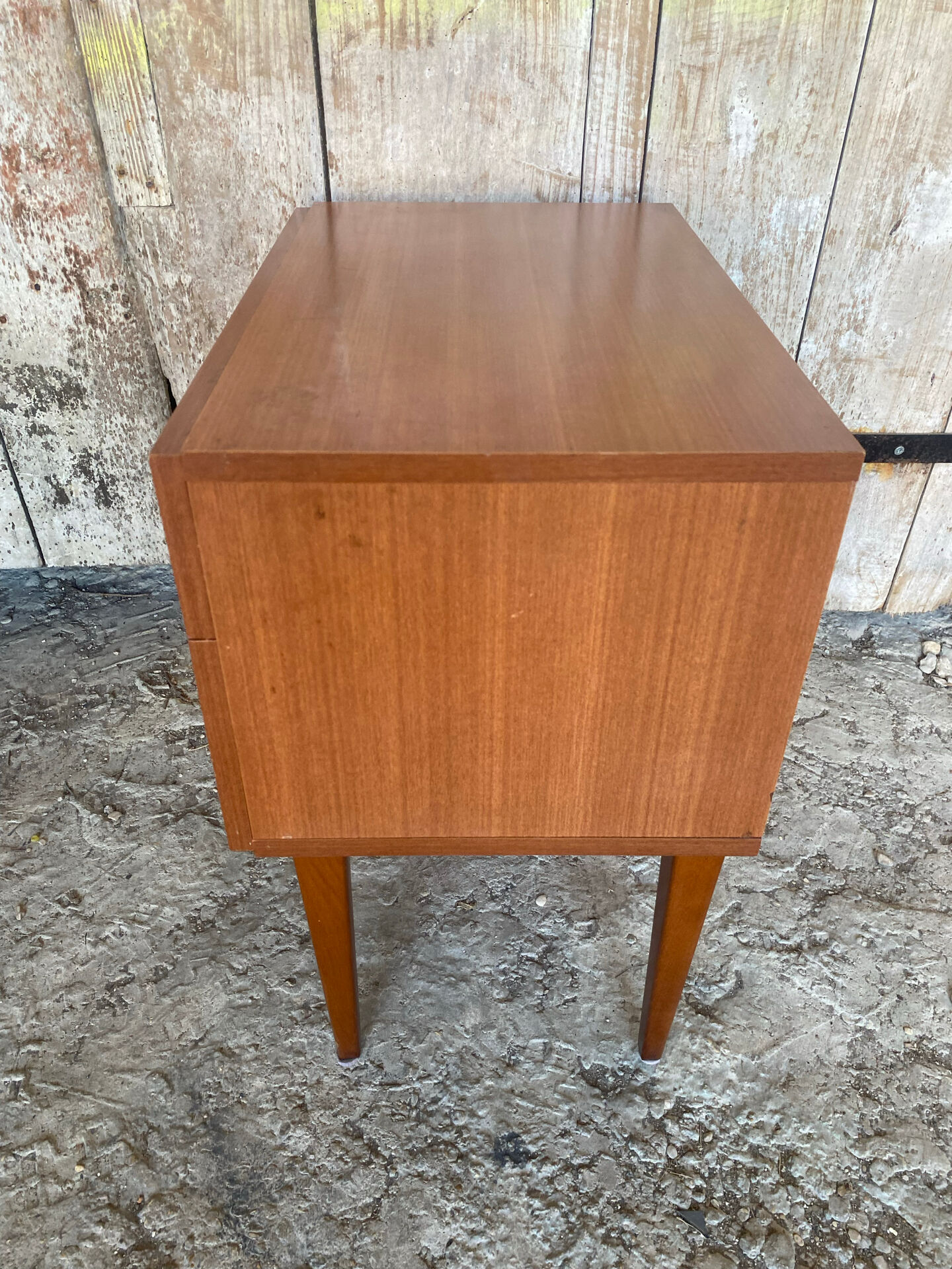 Antique Nightstand Scandinavian Wood Drawer + Vintage Case #E287