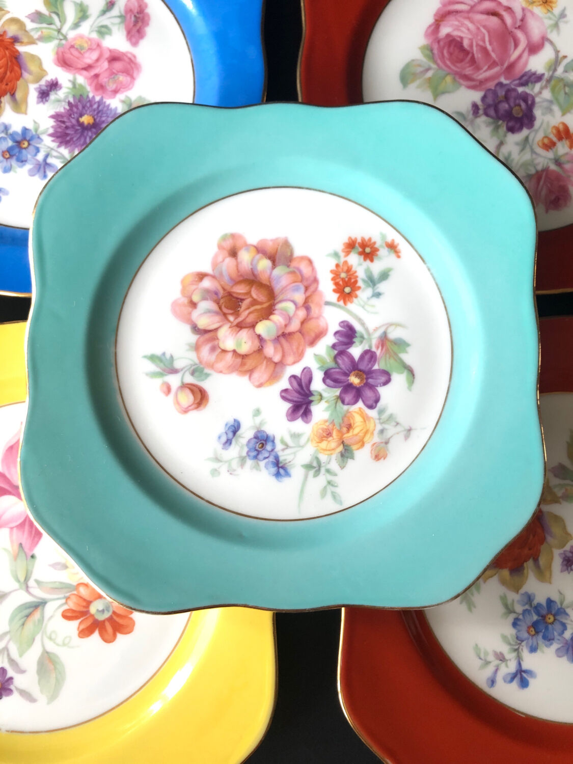 5 antique cookie plates or dessert