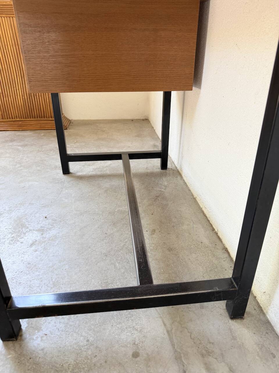 Modernist 50s oak metal desk