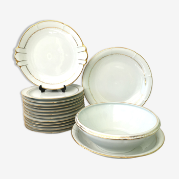 Service 12 plates and porcelain dishes