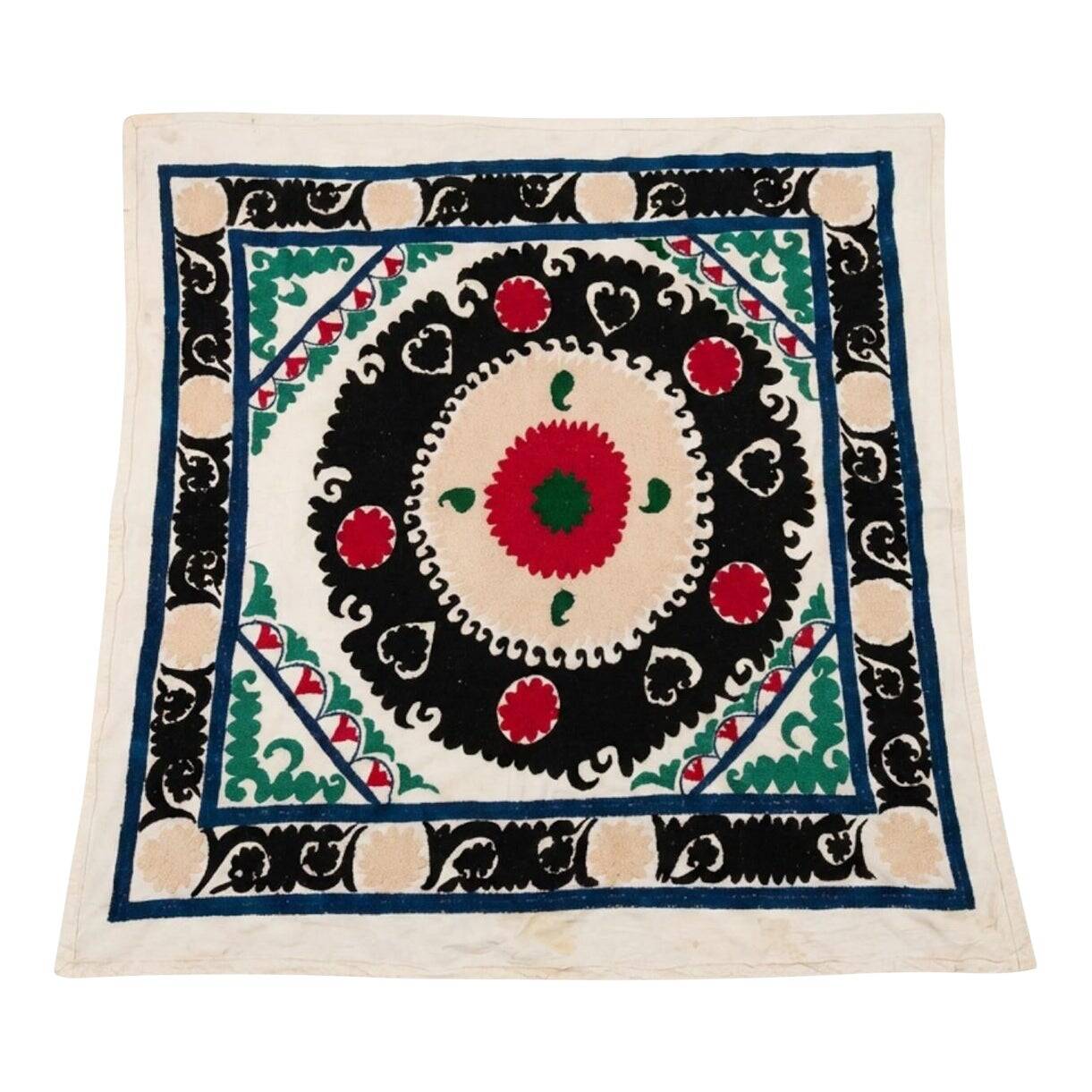 Vintage hand-embroidered tribal tapestry 130x137 cm