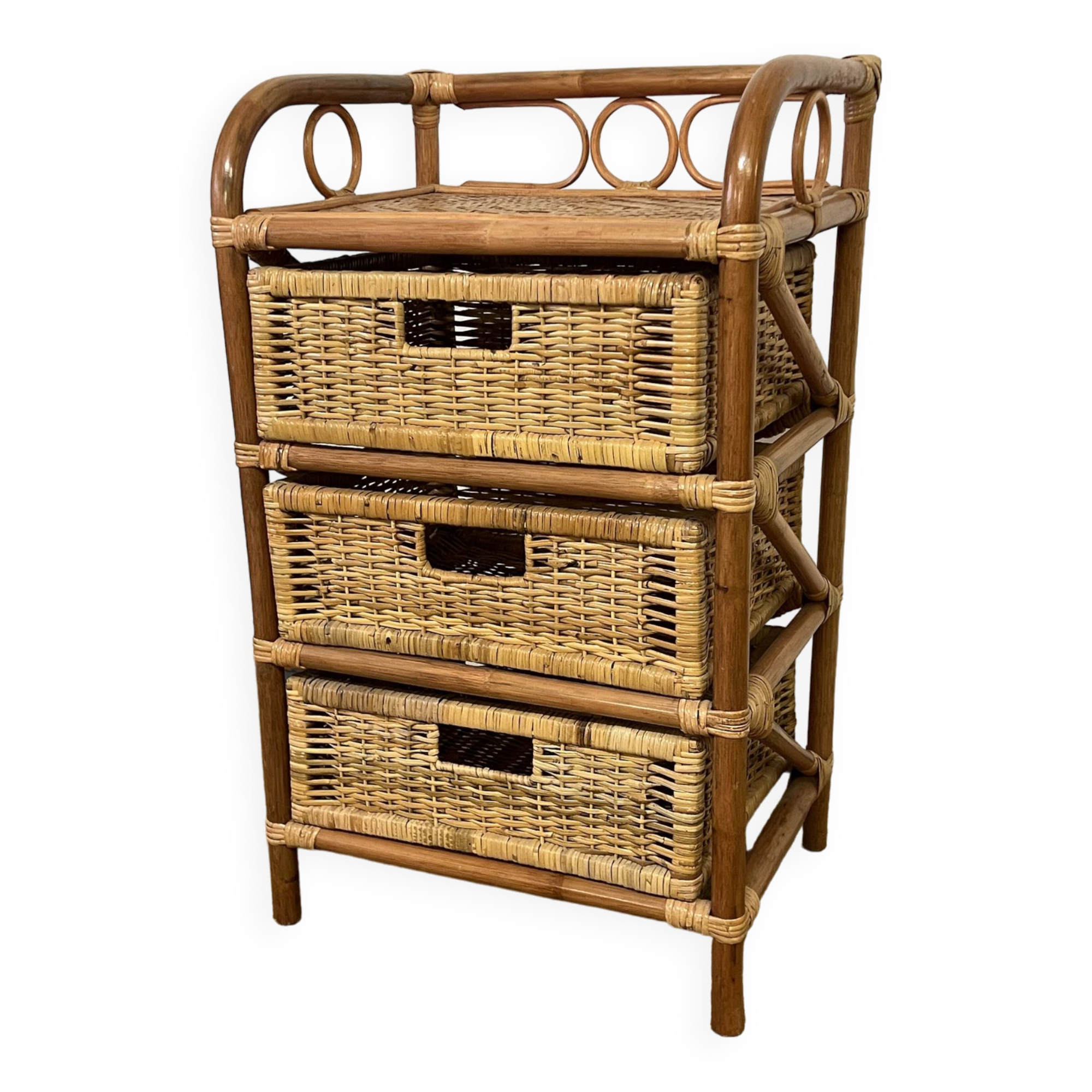 Vintage rattan chest of drawers