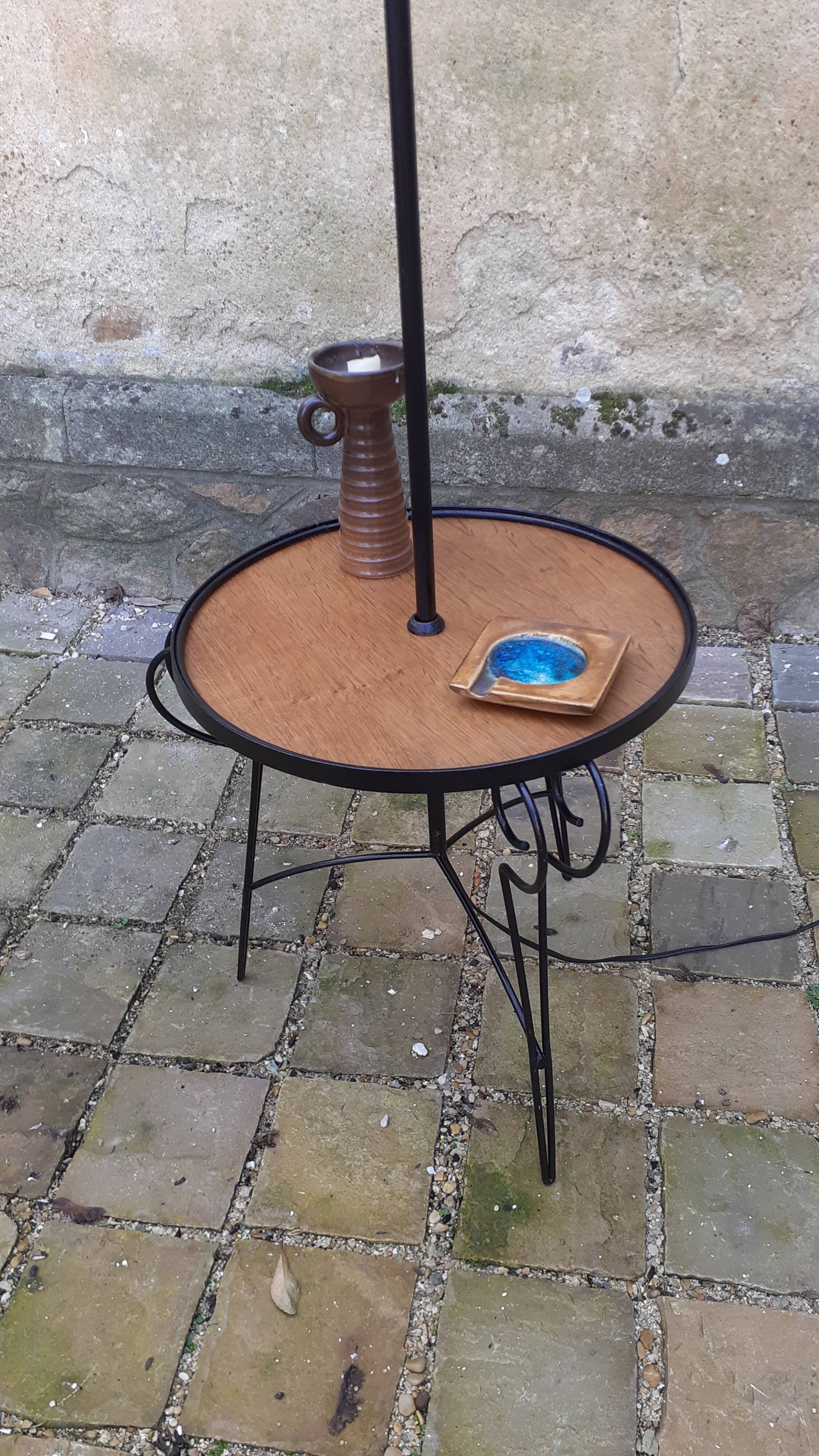 Lampadaire vintage année 50/60 fer forgé laqué noir