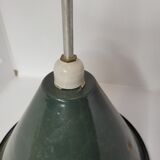 Suspension émaillé vert et blanc