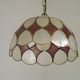 French Vintage Capiz Shell Hanging Pendant Light in Brown & White Gold Trim