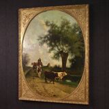 Antique Italian landscape painting signed and dated 1881
