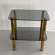 Side table in thick greenish glass with brass legs, Italy, 1960s.