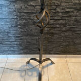 Brutalist tripod floor lamp in wrought iron