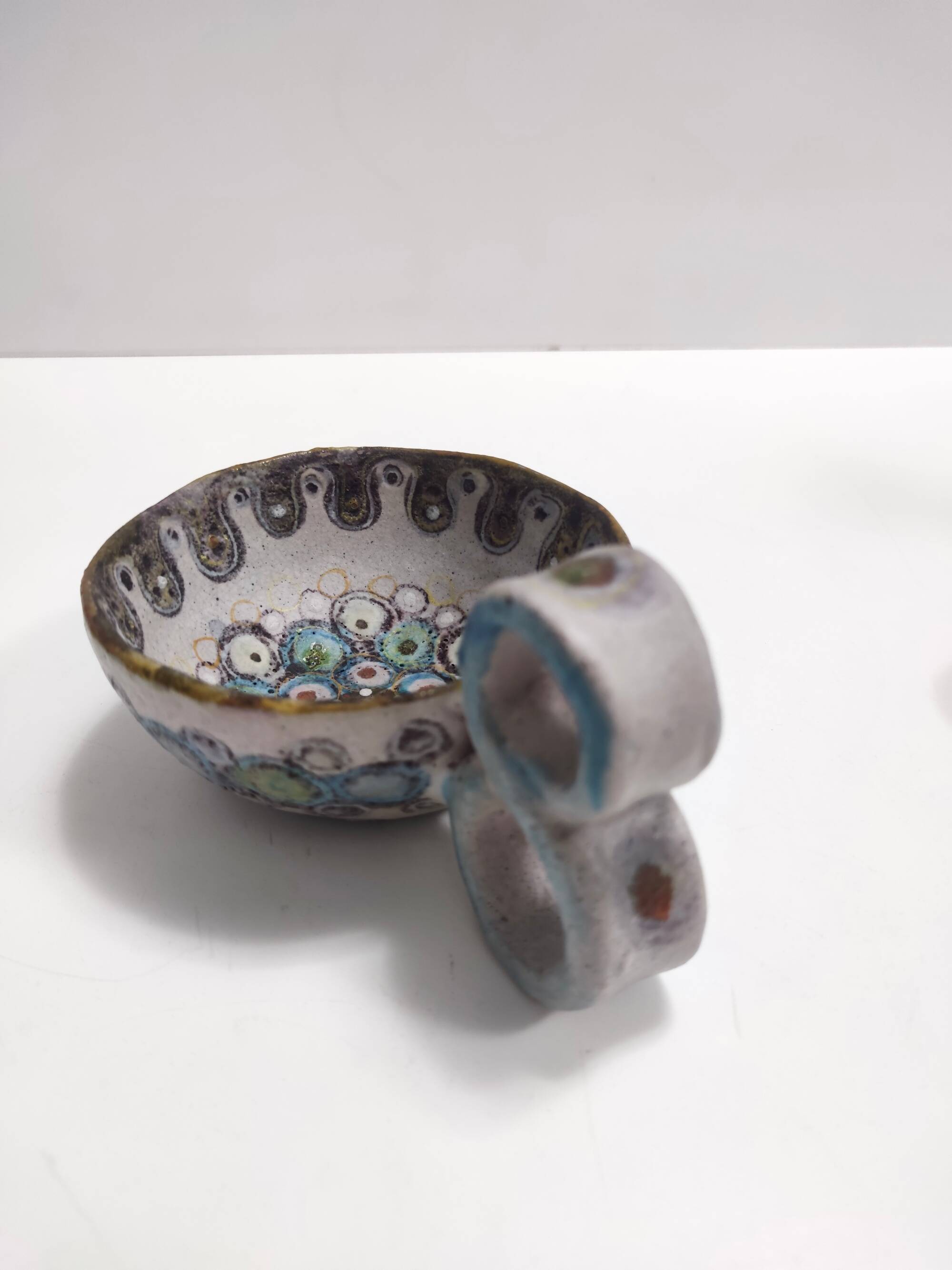 Gray Fat Lava Earthenware Catchall / Videpoche by Lino Zaramella, Signed