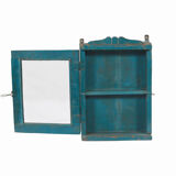 Vintage blue mural showcase old teck patina and piece of origin india