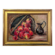 Still life - Basket of peaches and pitcher