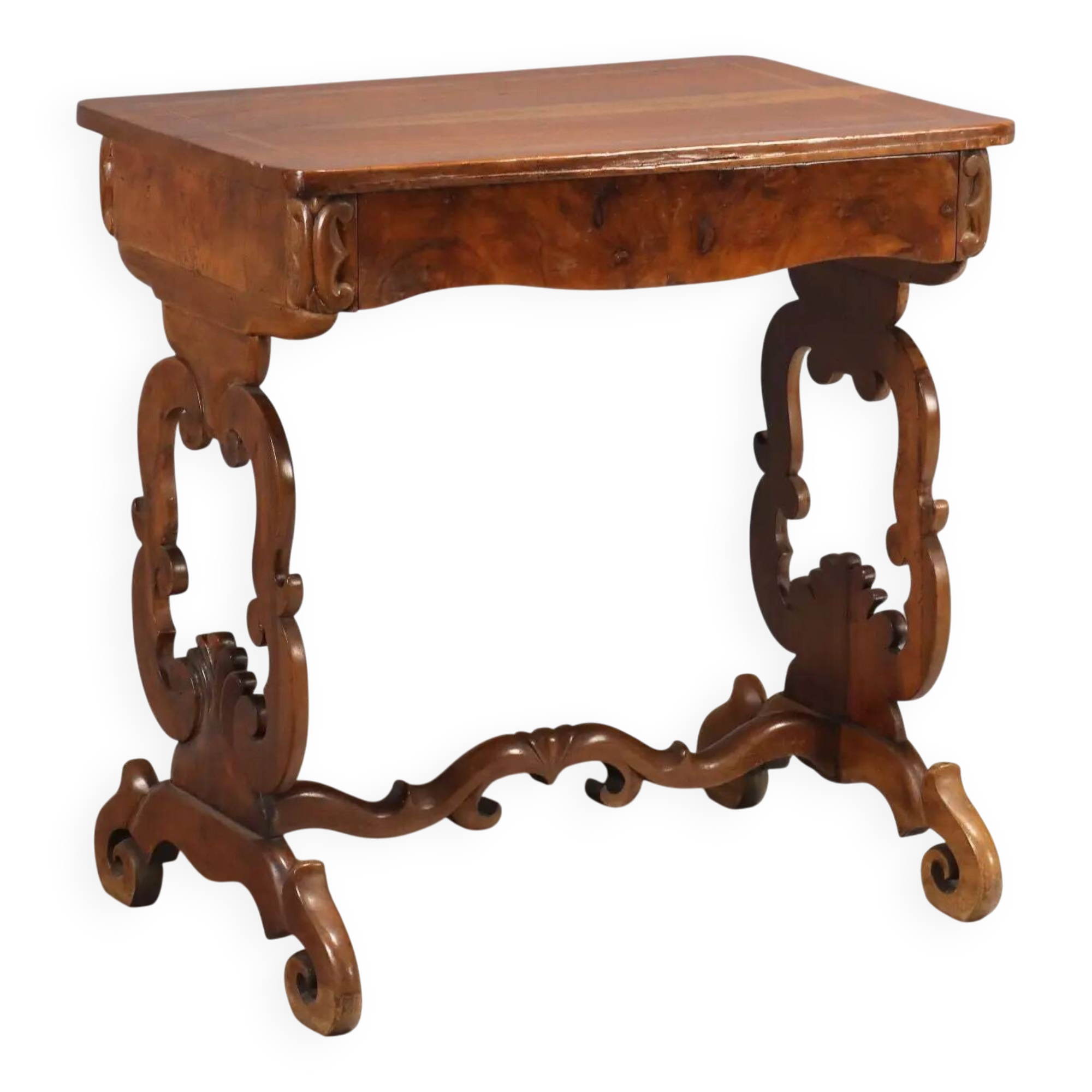 Antique Louis-Philippe writing desk in walnut, Italy, 19th century.