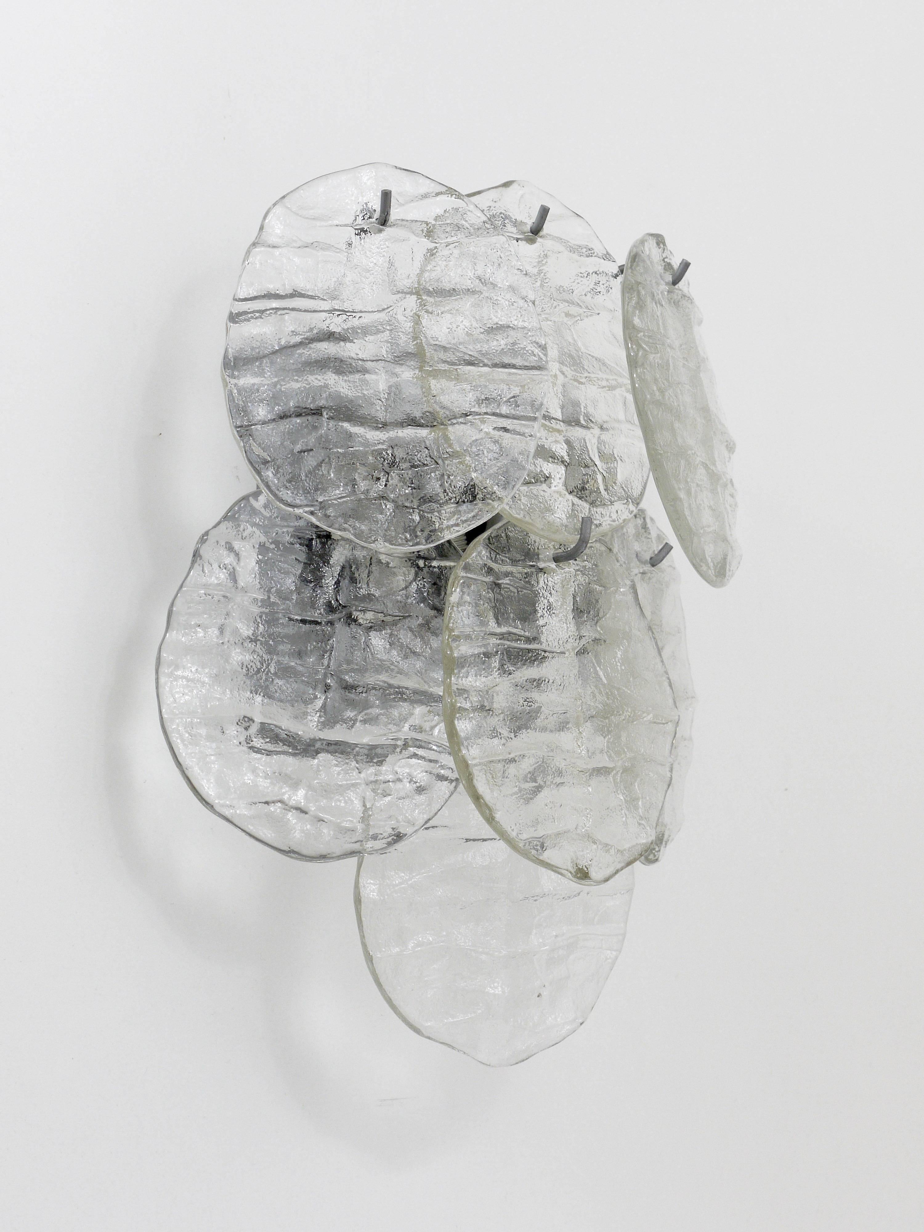 J.T. Kalmar Wall Light Frosted Glass Disc Modernist, Austria, 1960s