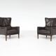 Pair of Durlet lounge chairs in brown leather Belgium 1960