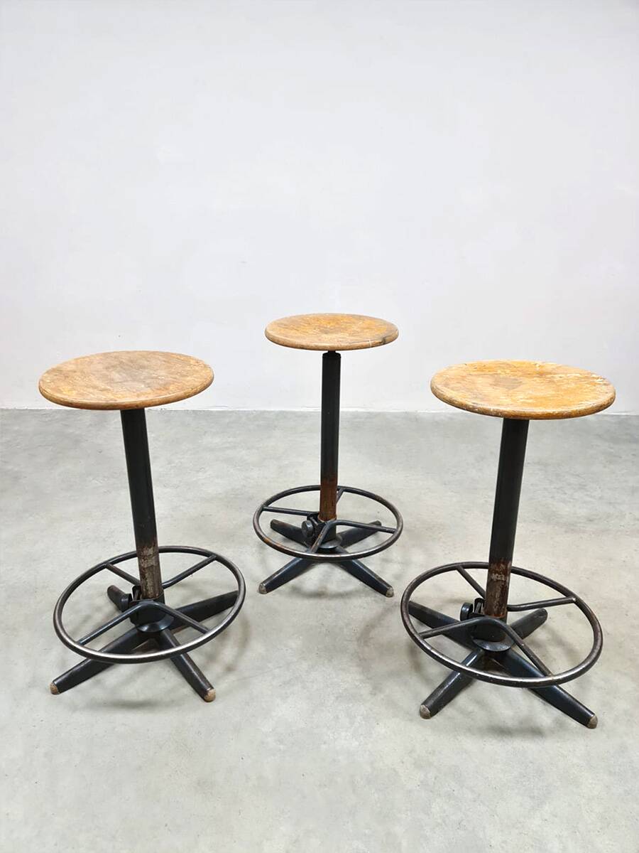 French vintage Industrial barstools