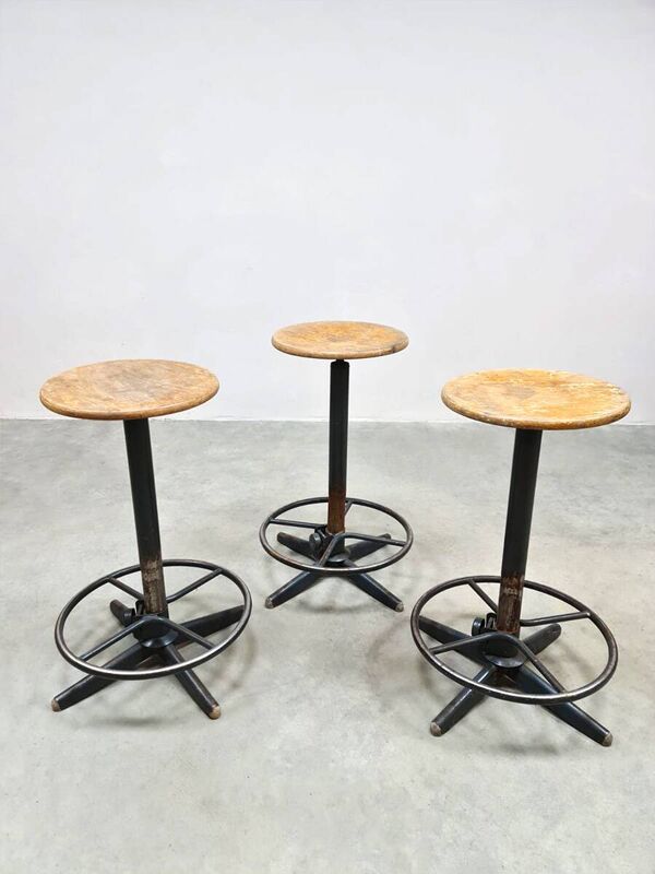 Tabourets de bar industriels vintage français