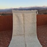 Vintage Berber Rug in Ecru Wool 250x150 - Authentic Bohemian Style