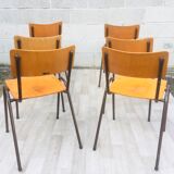 Set of 6 retro chairs in Vervoort wood