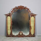 Wooden mirror with clock, 1960