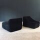 Mid-Century Modern French Corduroy Lounge Chairs, 1970s, Set of 2