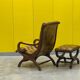 Original English Chesterfield Wingback Chair & Matching Footstool