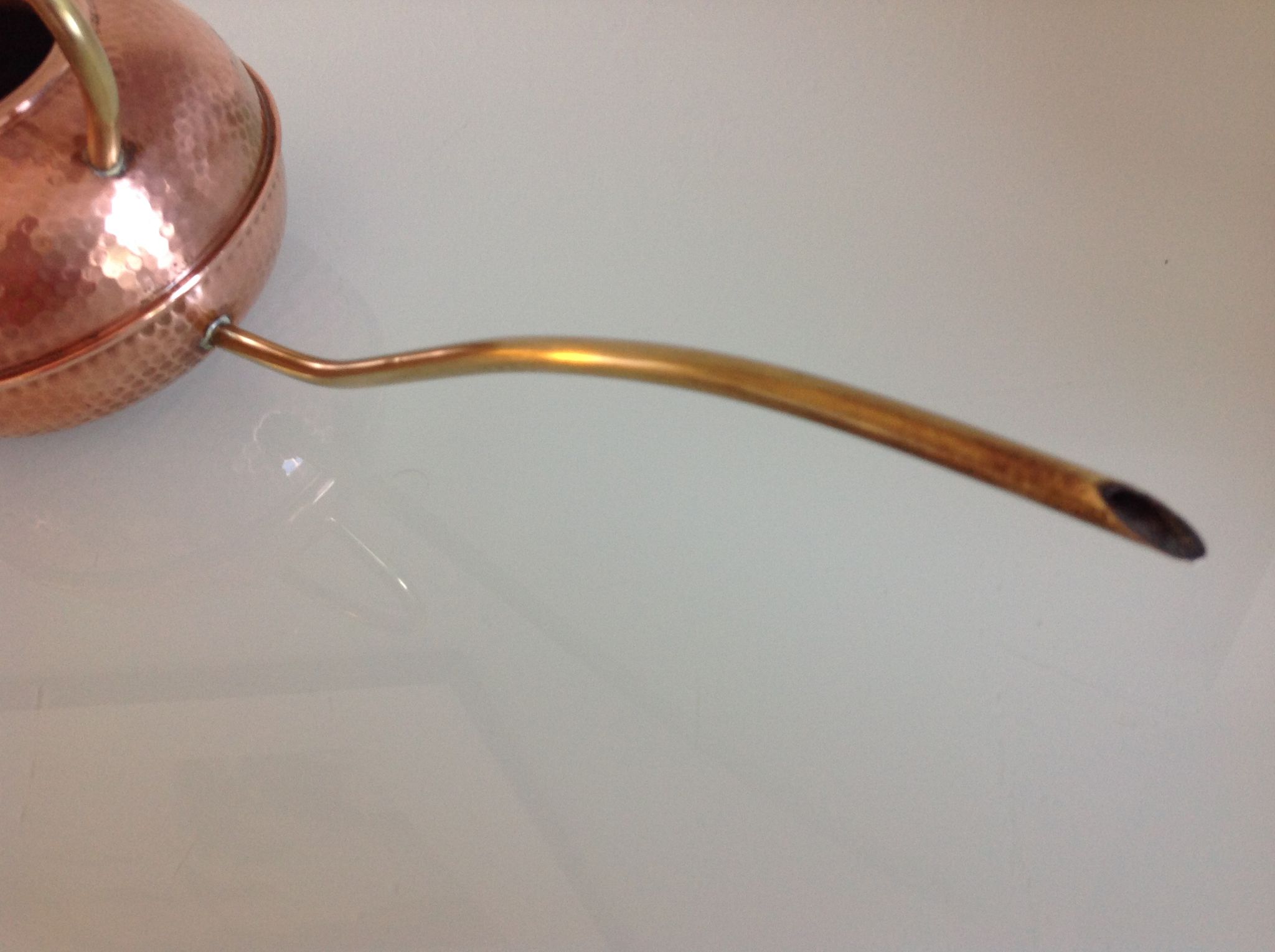 Red copper watering can in Scandinavian style 60s-70s