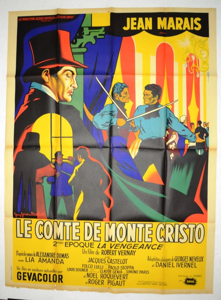 Original cinema poster "The Count of Monte Cristo " 1954 Jean Marais...