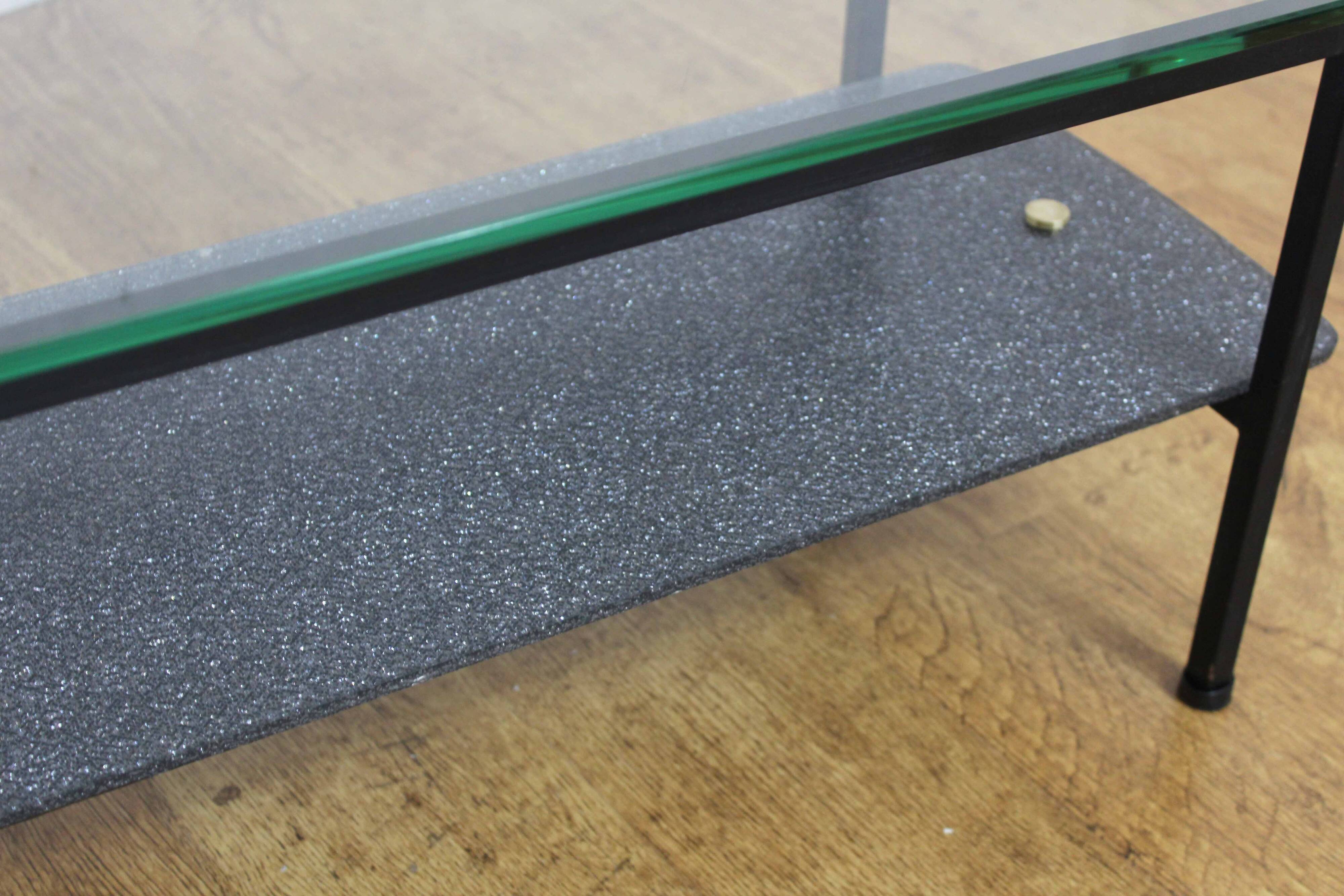 Vintage glass and metal coffee table 1970