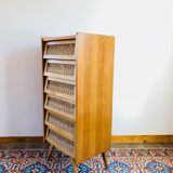 Chest of drawers vintage wood and wicker feet compass