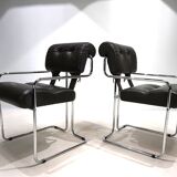 Mariani Tucroma set of two leather dining chairs by Guido Faleschini, 1970