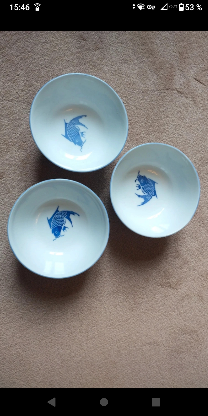 3 Chinese porcelain carp bowls