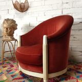 Art deco velvet armchair